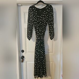 INC Dress Maxi Black With Polkadots Size 8